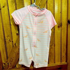 Pink Striped Kids Swimwear